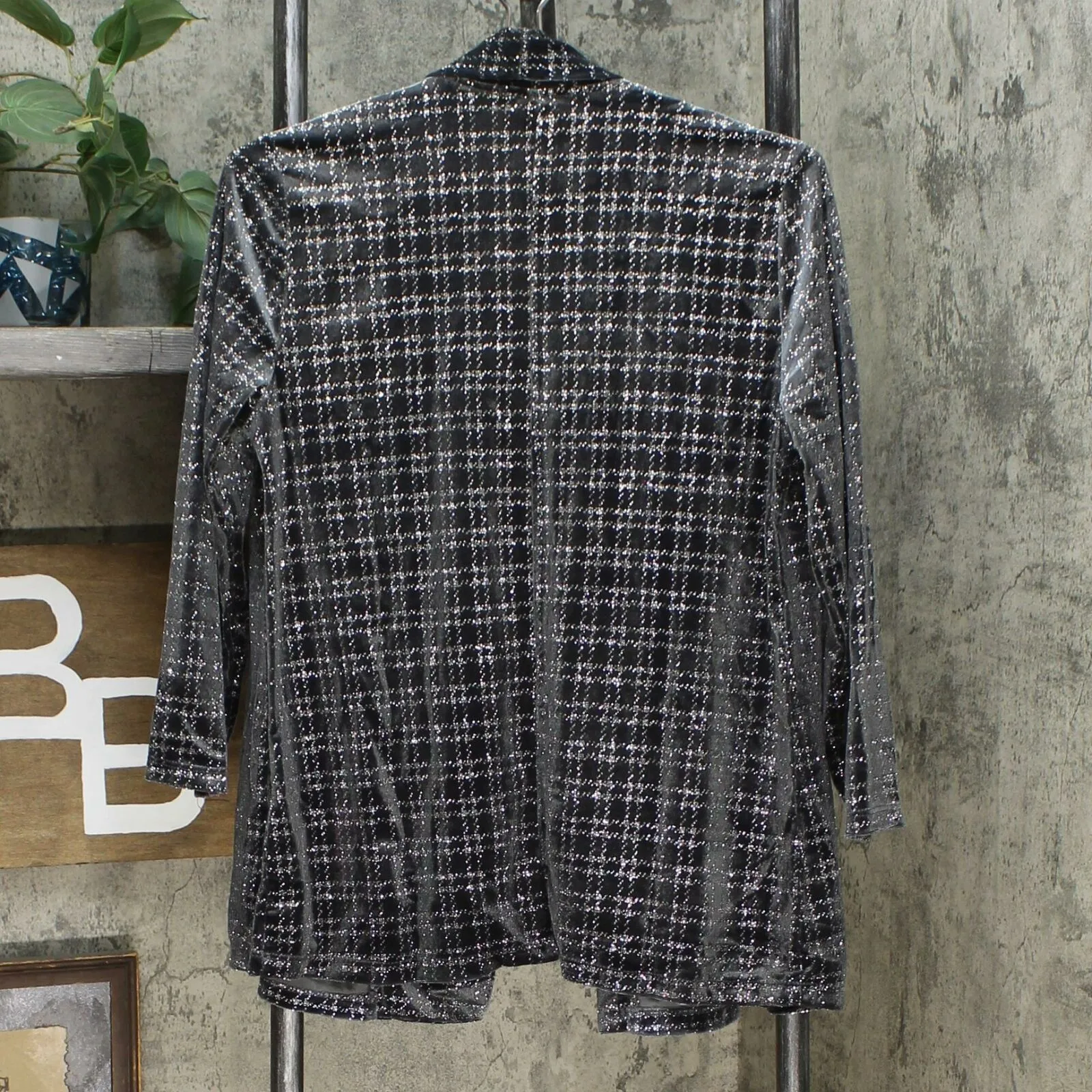 Slinky Brand Women's Sparkle Plaid Velvet Jacket