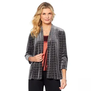 Slinky Brand Women's Sparkle Plaid Velvet Jacket
