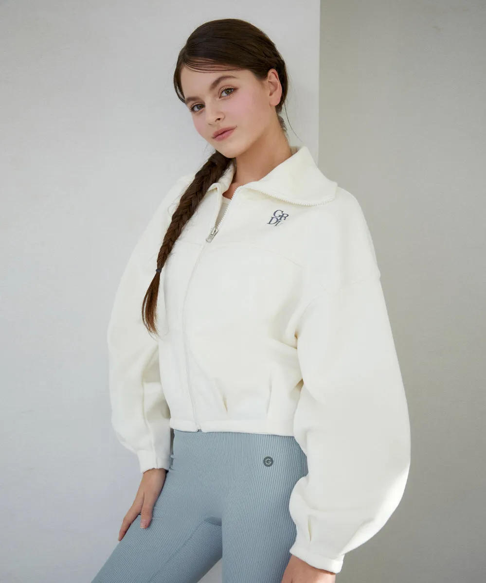 🌡️Soft Pin-tuck Crop Fluff Zip-Up