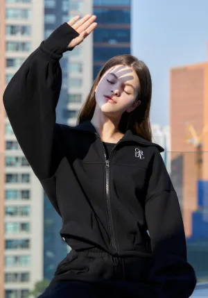 🌡️Soft Pin-tuck Crop Fluff Zip-Up