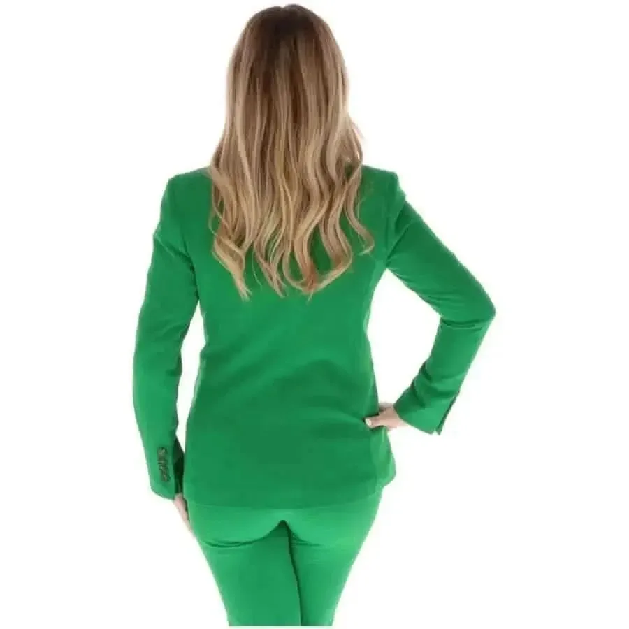 Sol Wears Women's Green Blazer with Lapel Collar