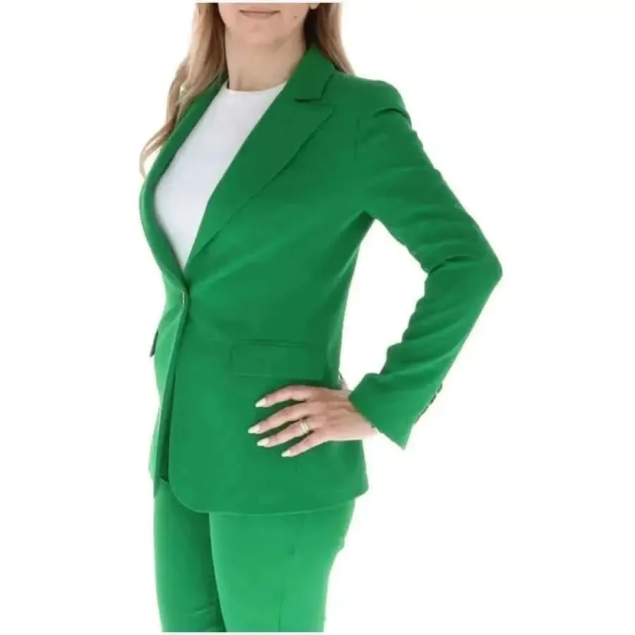 Sol Wears Women's Green Blazer with Lapel Collar