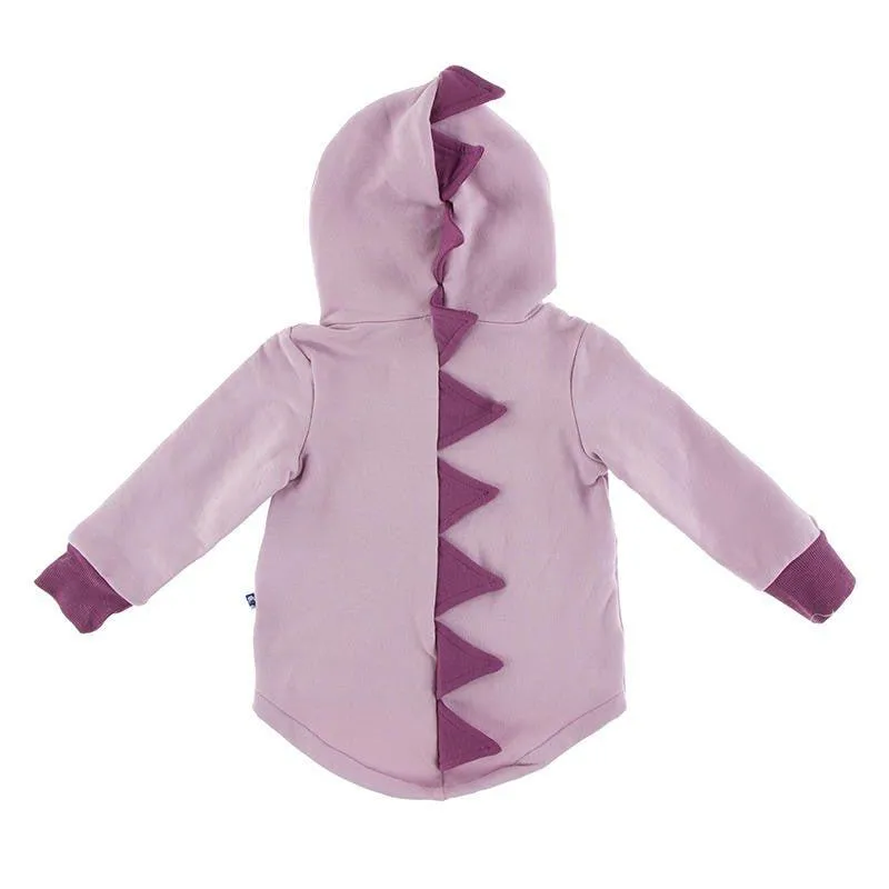 Solid Bamboo Fleece Zip-Front Dino Hoodie Jacket - Sweet Pea with Amethyst
