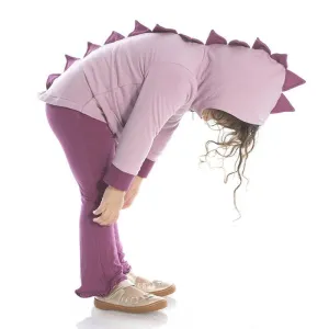 Solid Bamboo Fleece Zip-Front Dino Hoodie Jacket - Sweet Pea with Amethyst