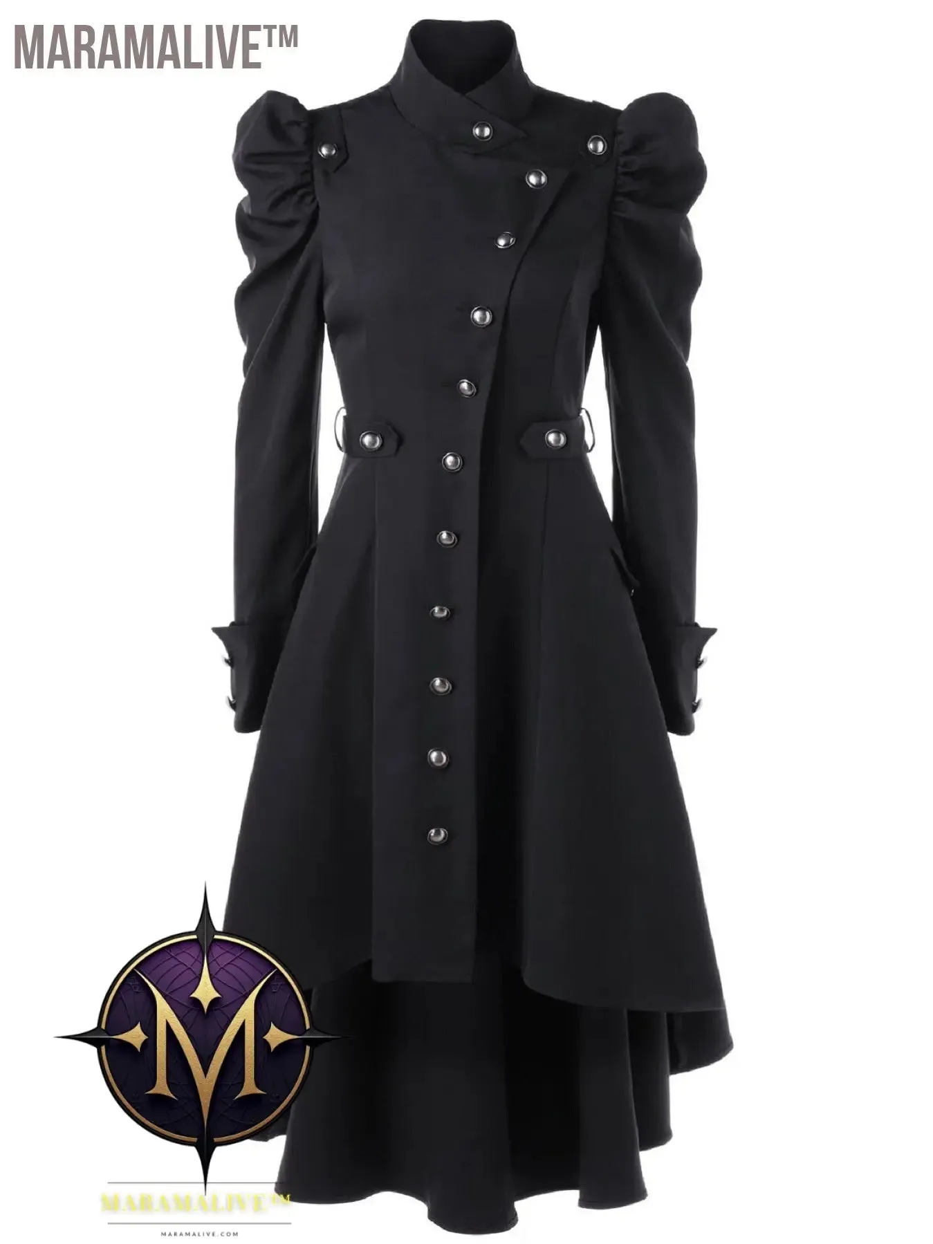 Solid Double Breasted Pea Coat, Belted Buckle Spring Mid-Long Lapel Outerwear, Women's Clothing