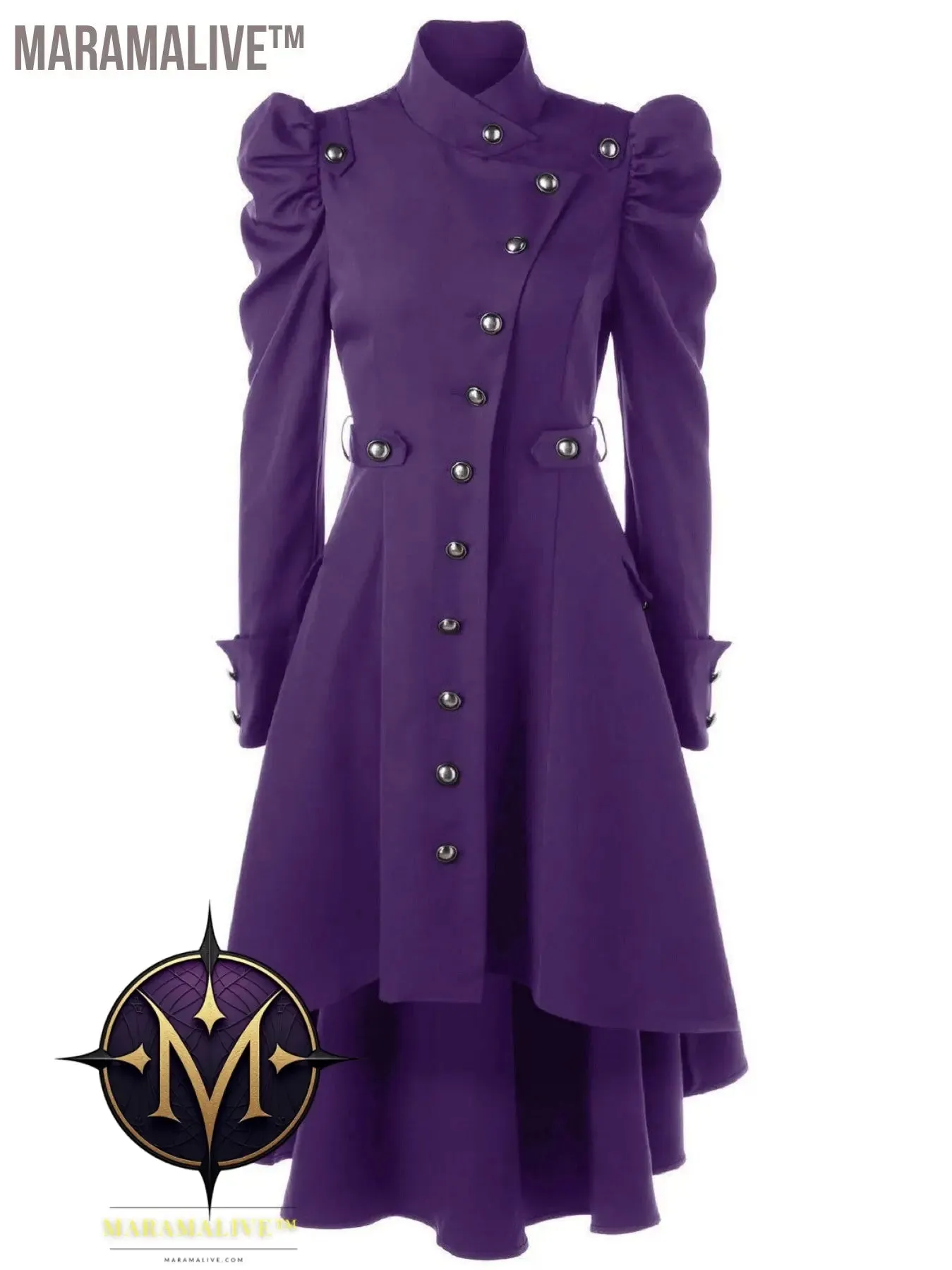 Solid Double Breasted Pea Coat, Belted Buckle Spring Mid-Long Lapel Outerwear, Women's Clothing