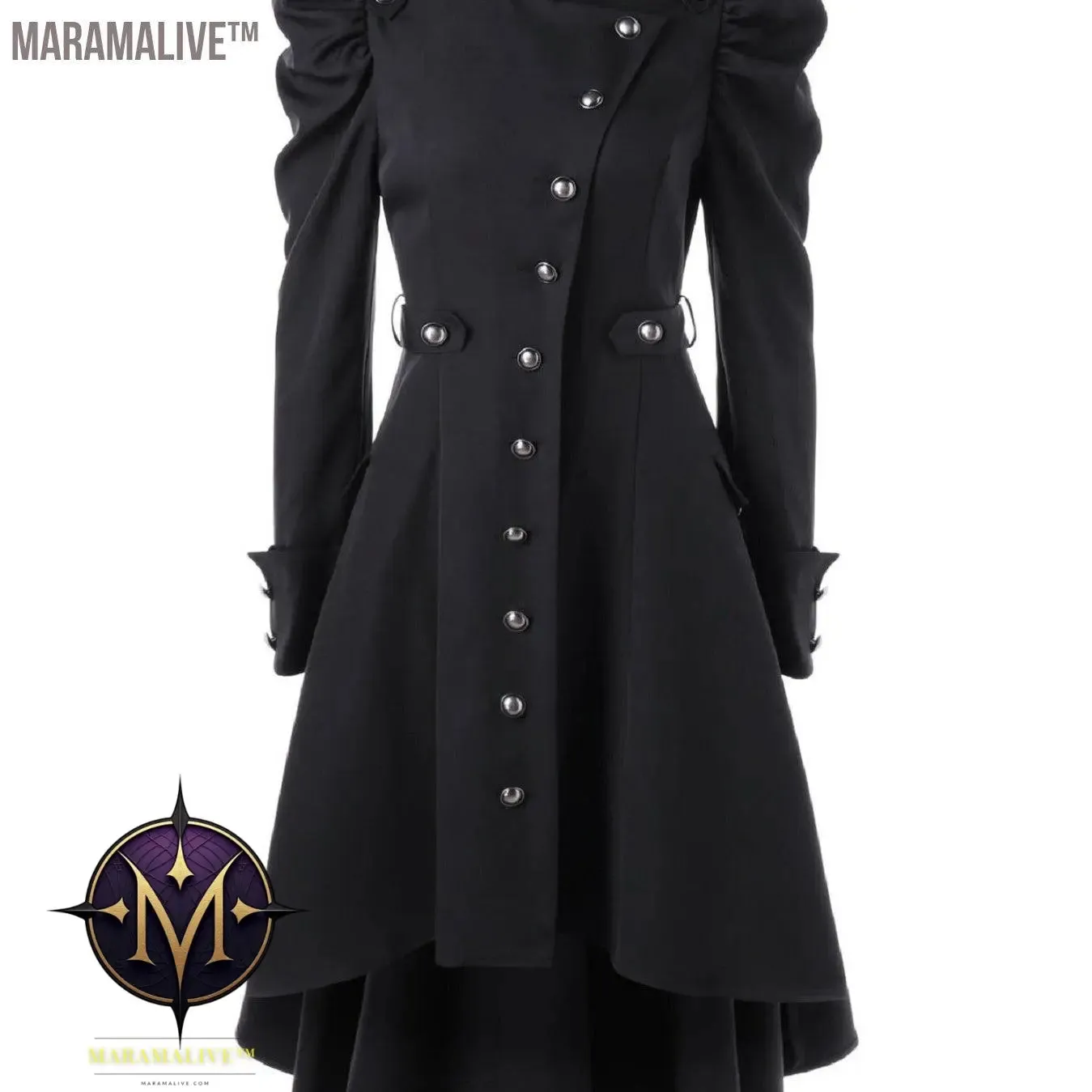 Solid Double Breasted Pea Coat, Belted Buckle Spring Mid-Long Lapel Outerwear, Women's Clothing