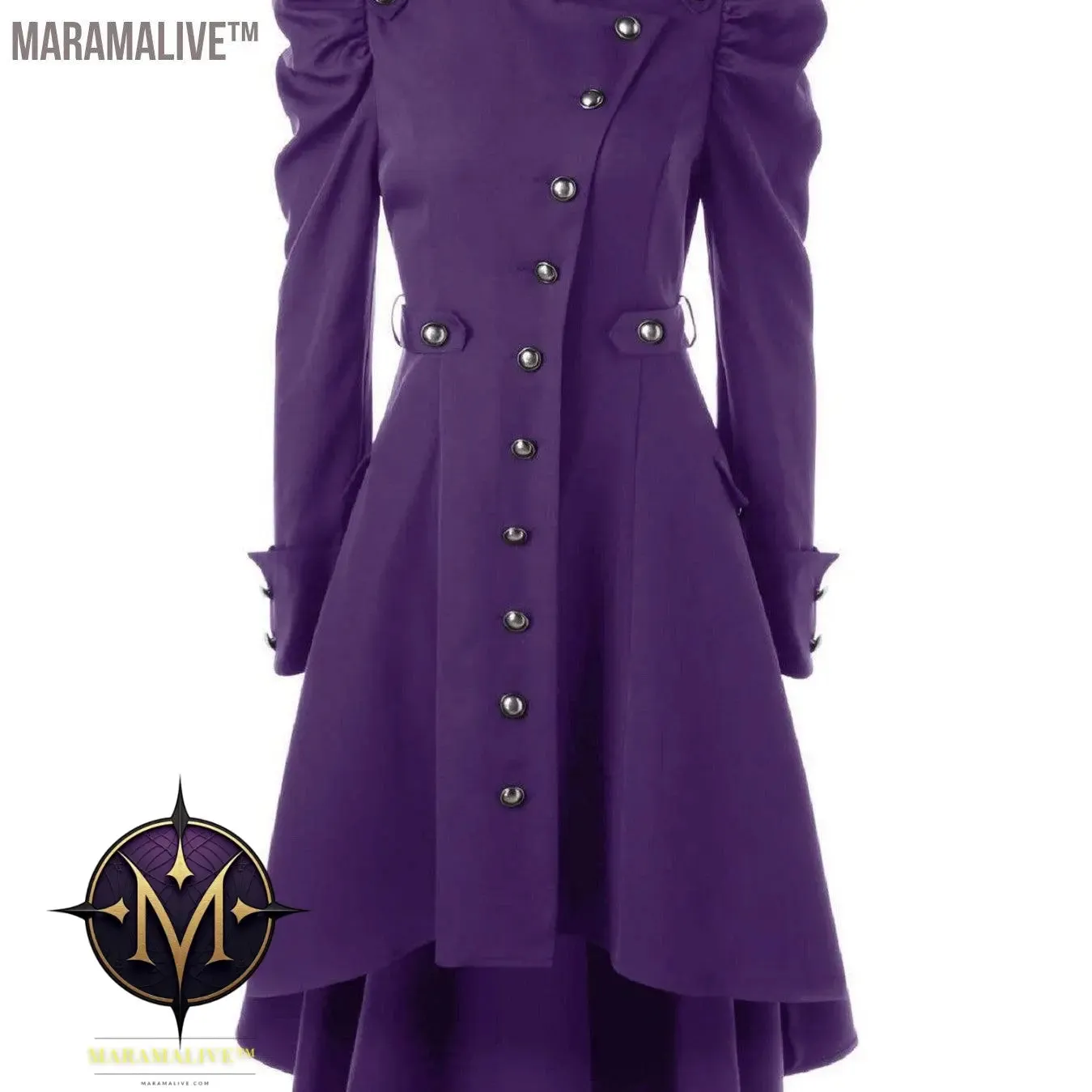 Solid Double Breasted Pea Coat, Belted Buckle Spring Mid-Long Lapel Outerwear, Women's Clothing