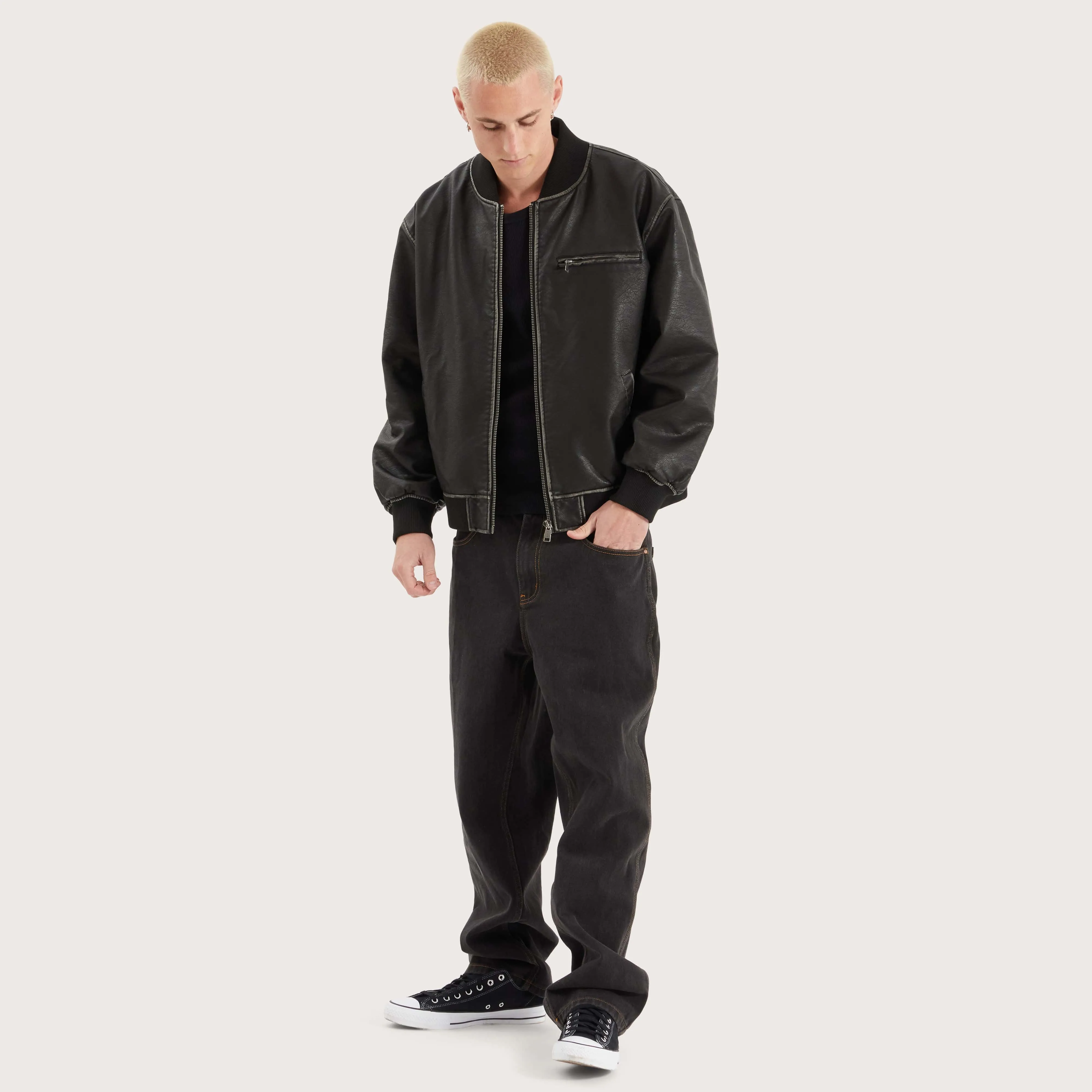 Solstice Bomber Jacket in Washed Black