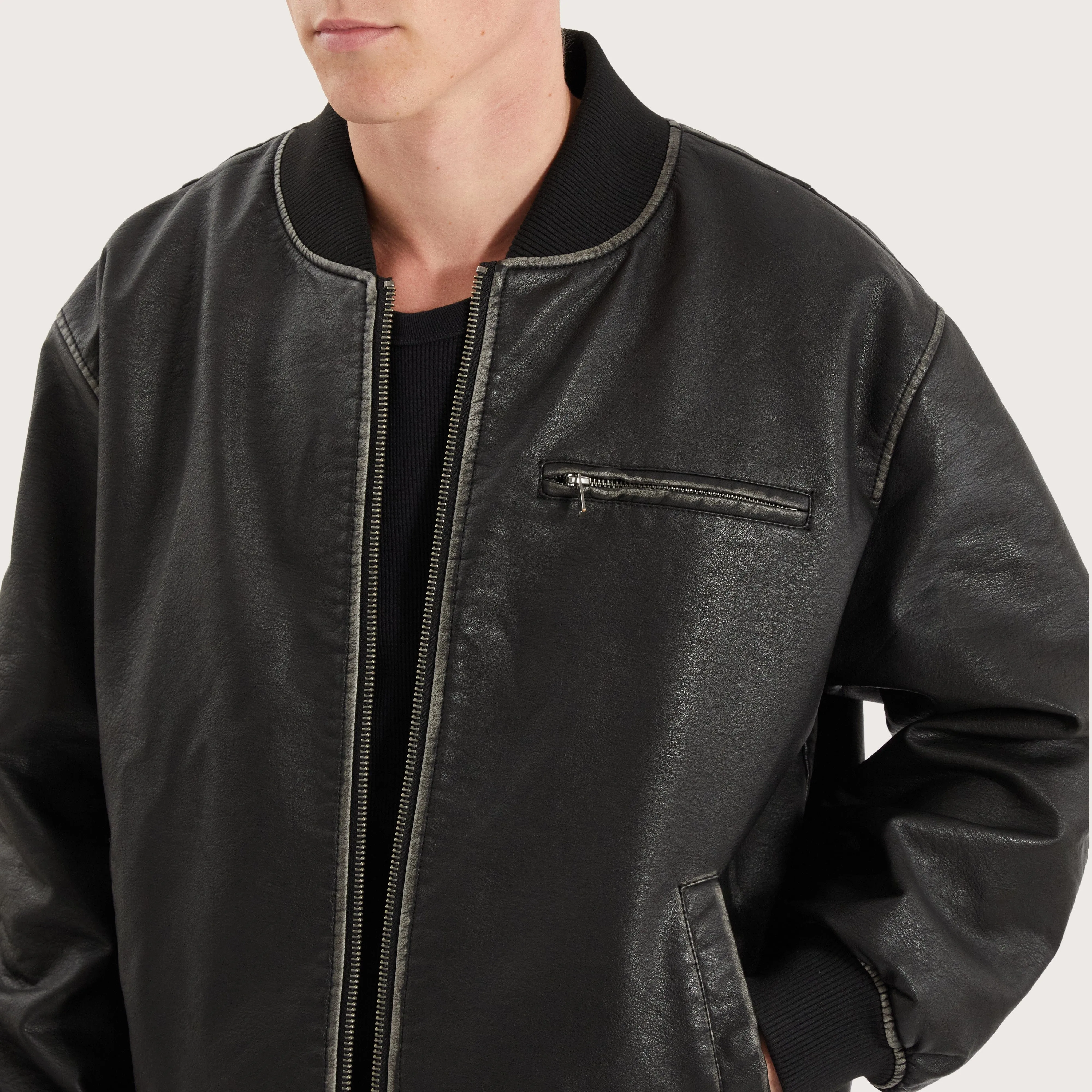 Solstice Bomber Jacket in Washed Black