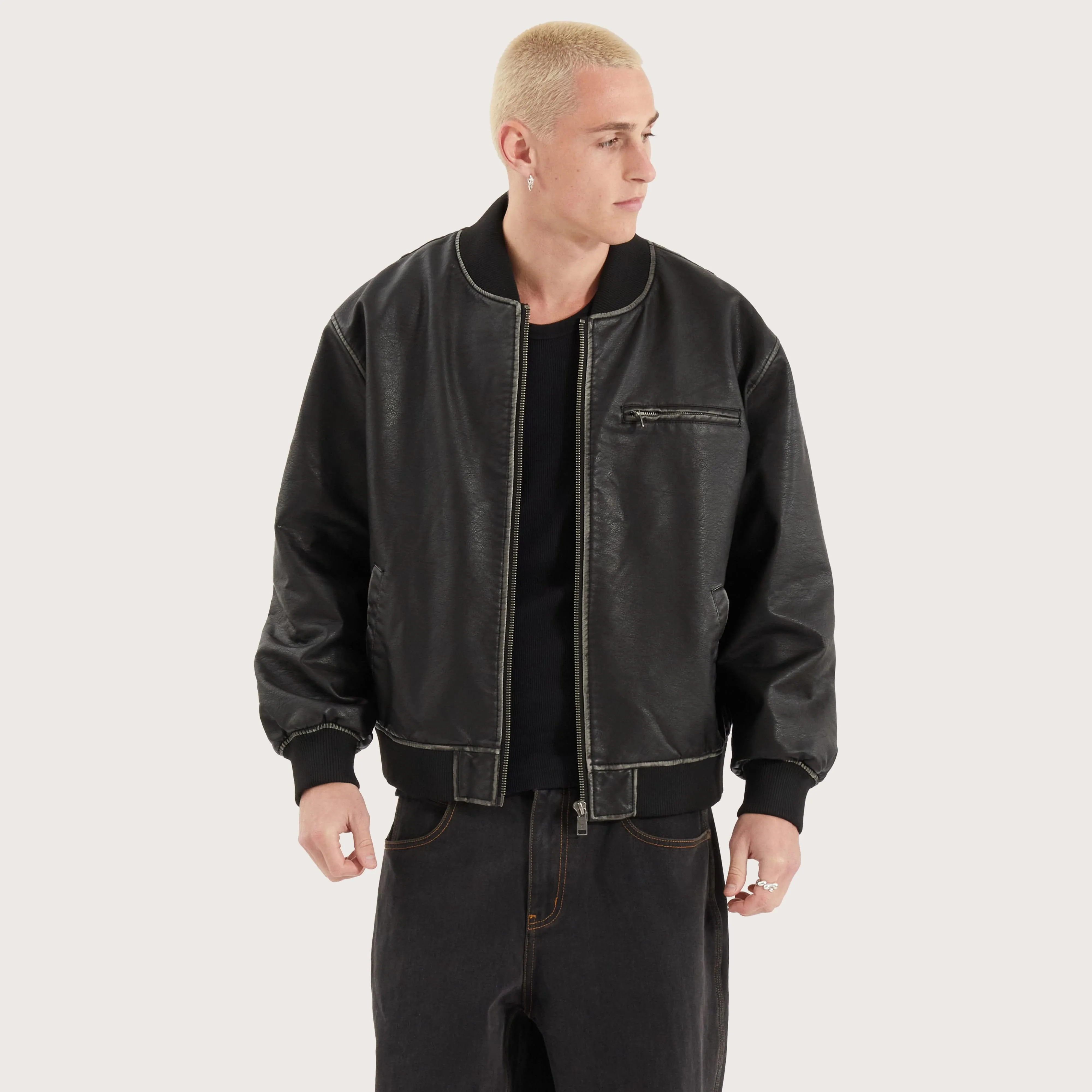 Solstice Bomber Jacket in Washed Black