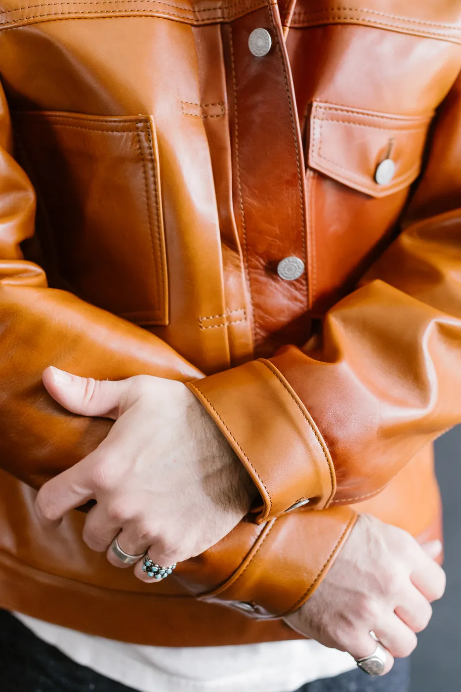 SP-123 - Hand-Dyed Horsehide Leather Type II Jacket - Brown