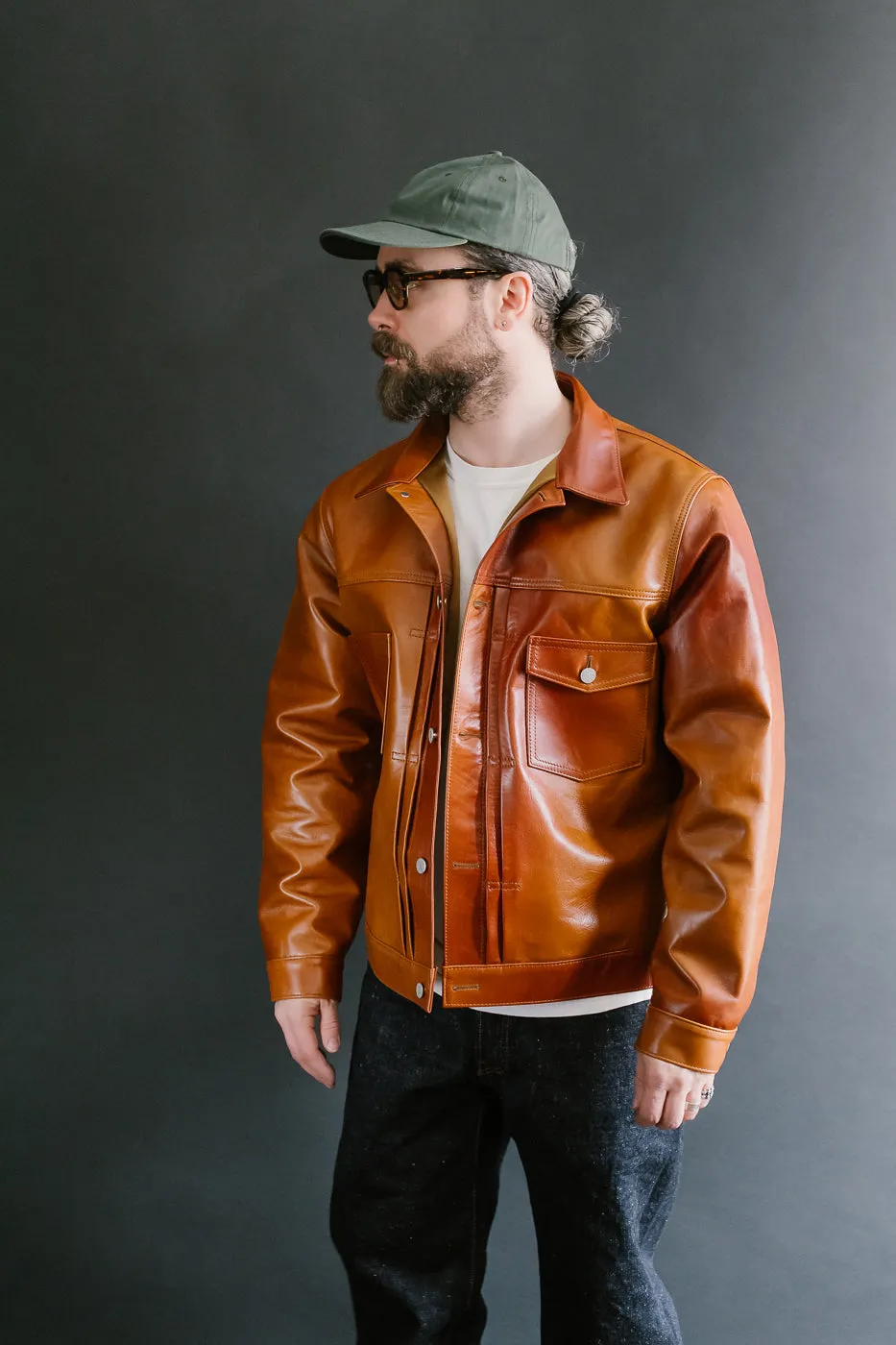 SP-123 - Hand-Dyed Horsehide Leather Type II Jacket - Brown