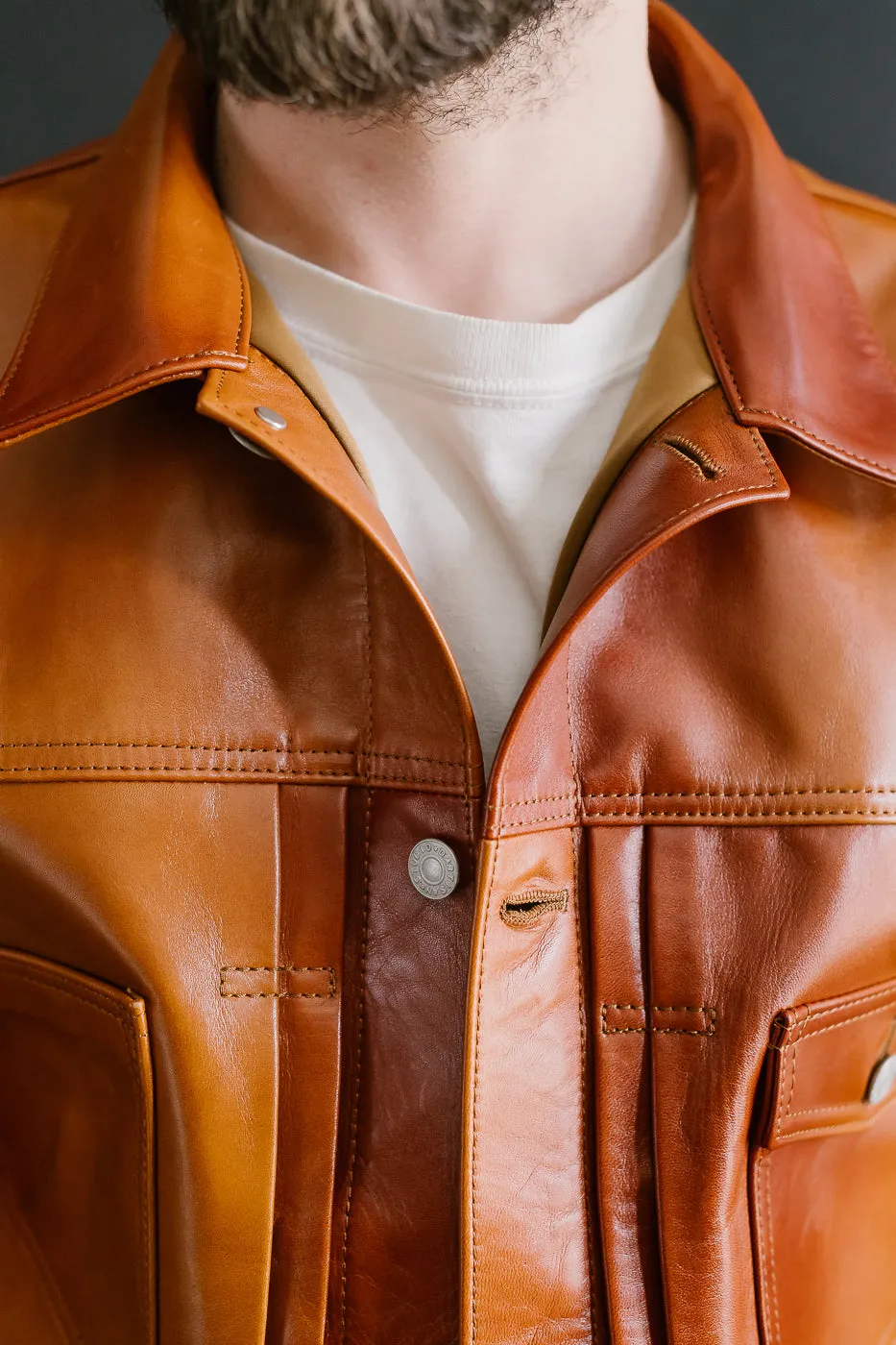 SP-123 - Hand-Dyed Horsehide Leather Type II Jacket - Brown