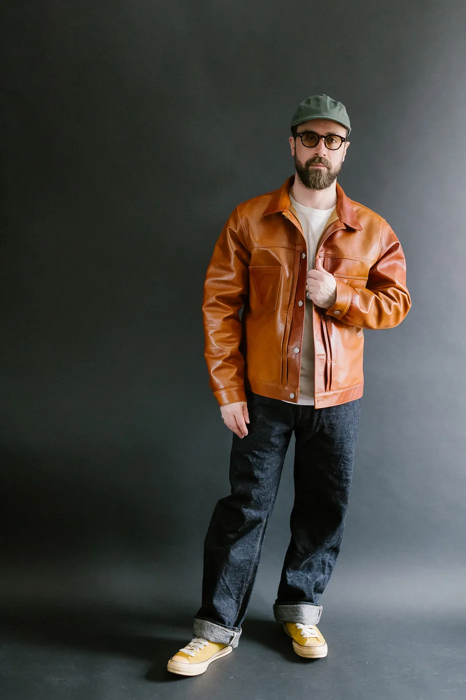 SP-123 - Hand-Dyed Horsehide Leather Type II Jacket - Brown