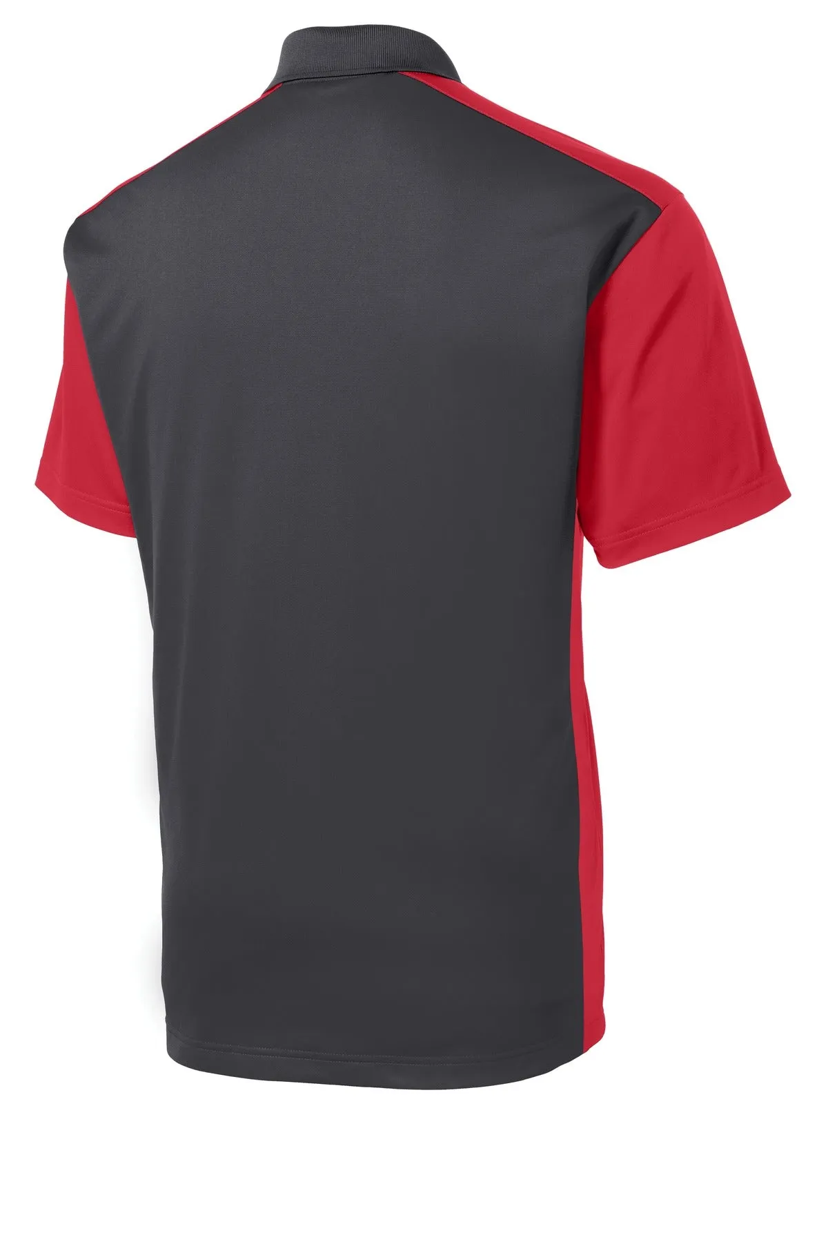 Sport-Tek Colorblock Micropique Sport-Wick Polo. ST652 Iron Grey/ True Red