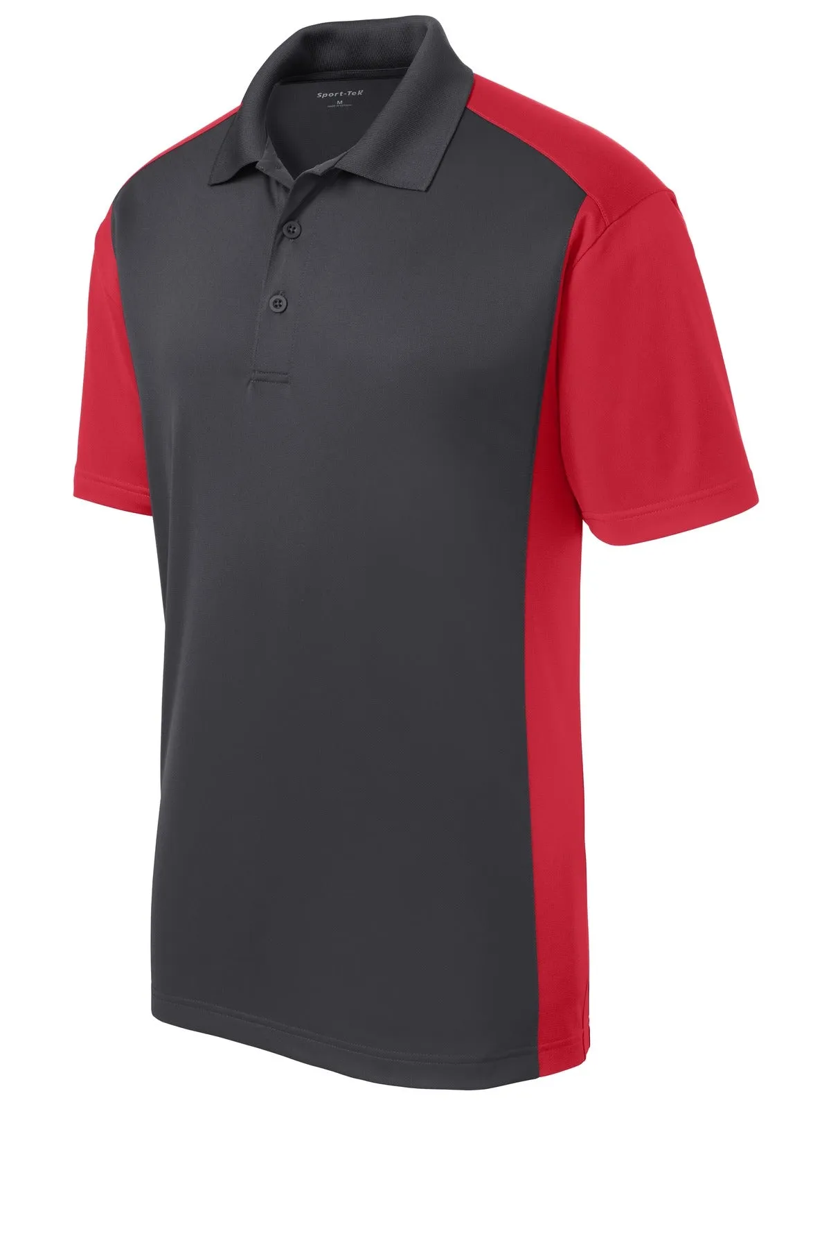 Sport-Tek Colorblock Micropique Sport-Wick Polo. ST652 Iron Grey/ True Red