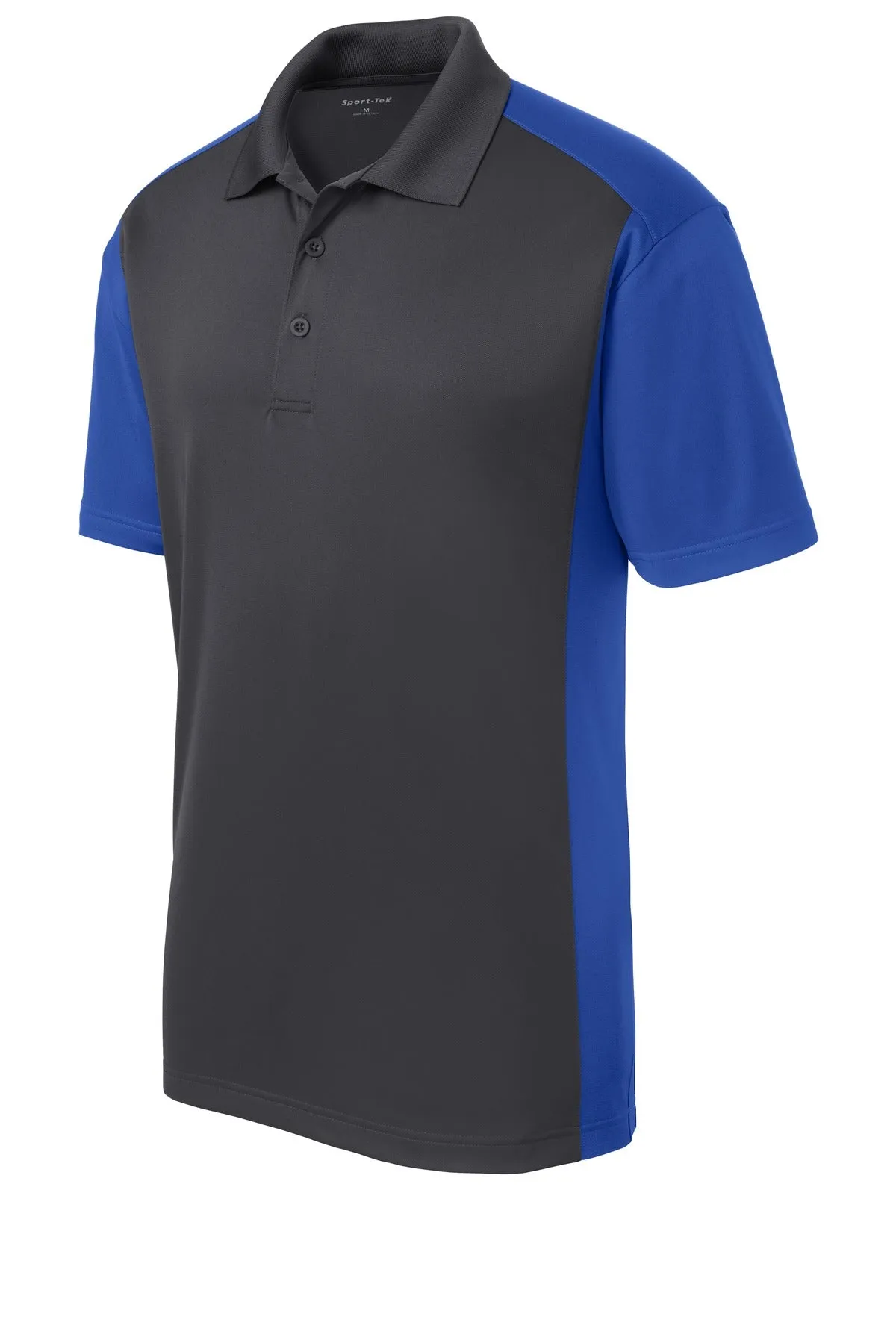 Sport-Tek Colorblock Micropique Sport-Wick Polo. ST652 Iron Grey/ True Royal