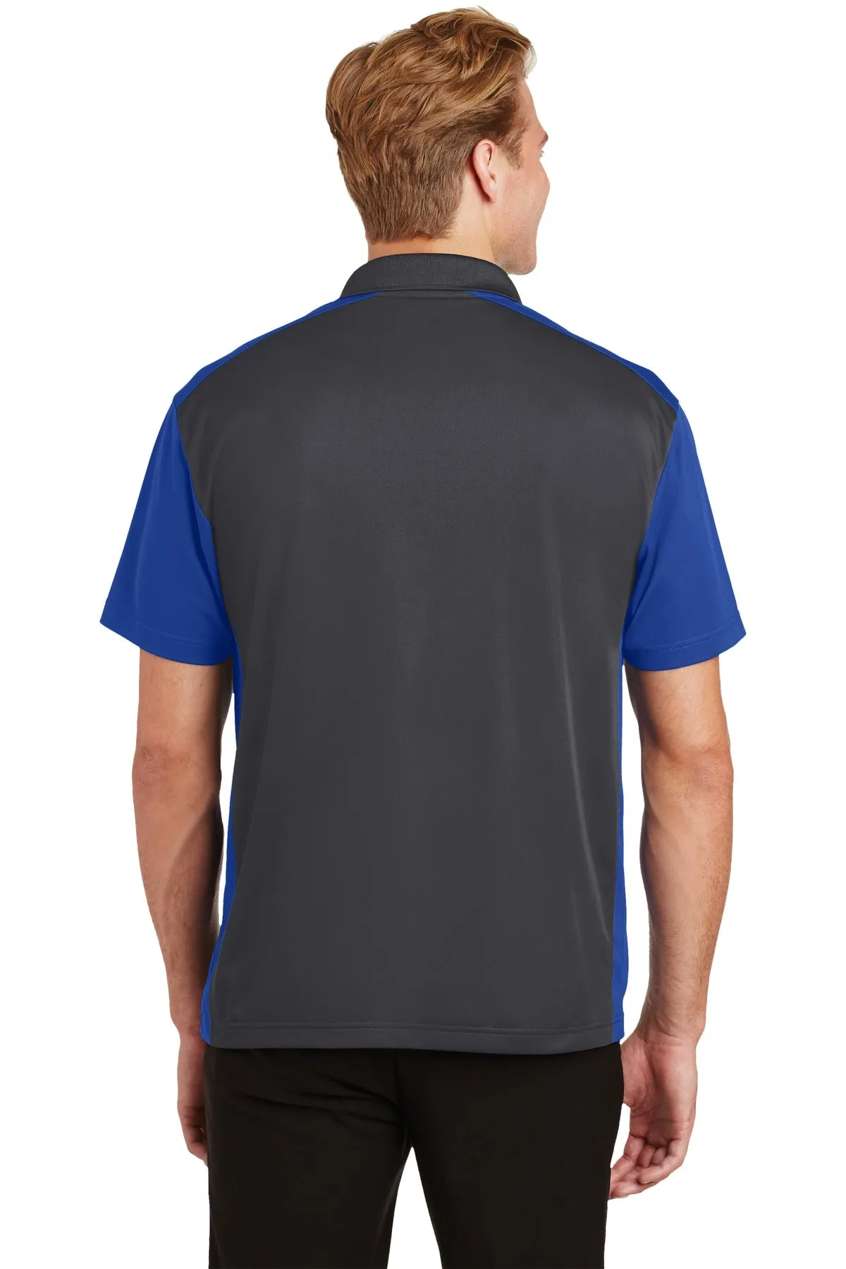 Sport-Tek Colorblock Micropique Sport-Wick Polo. ST652 Iron Grey/ True Royal