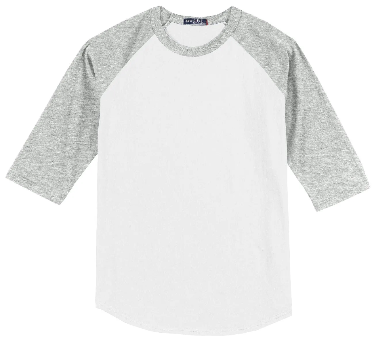 Sport-Tek Colorblock Raglan Jersey.  T200 White/ Heather Grey