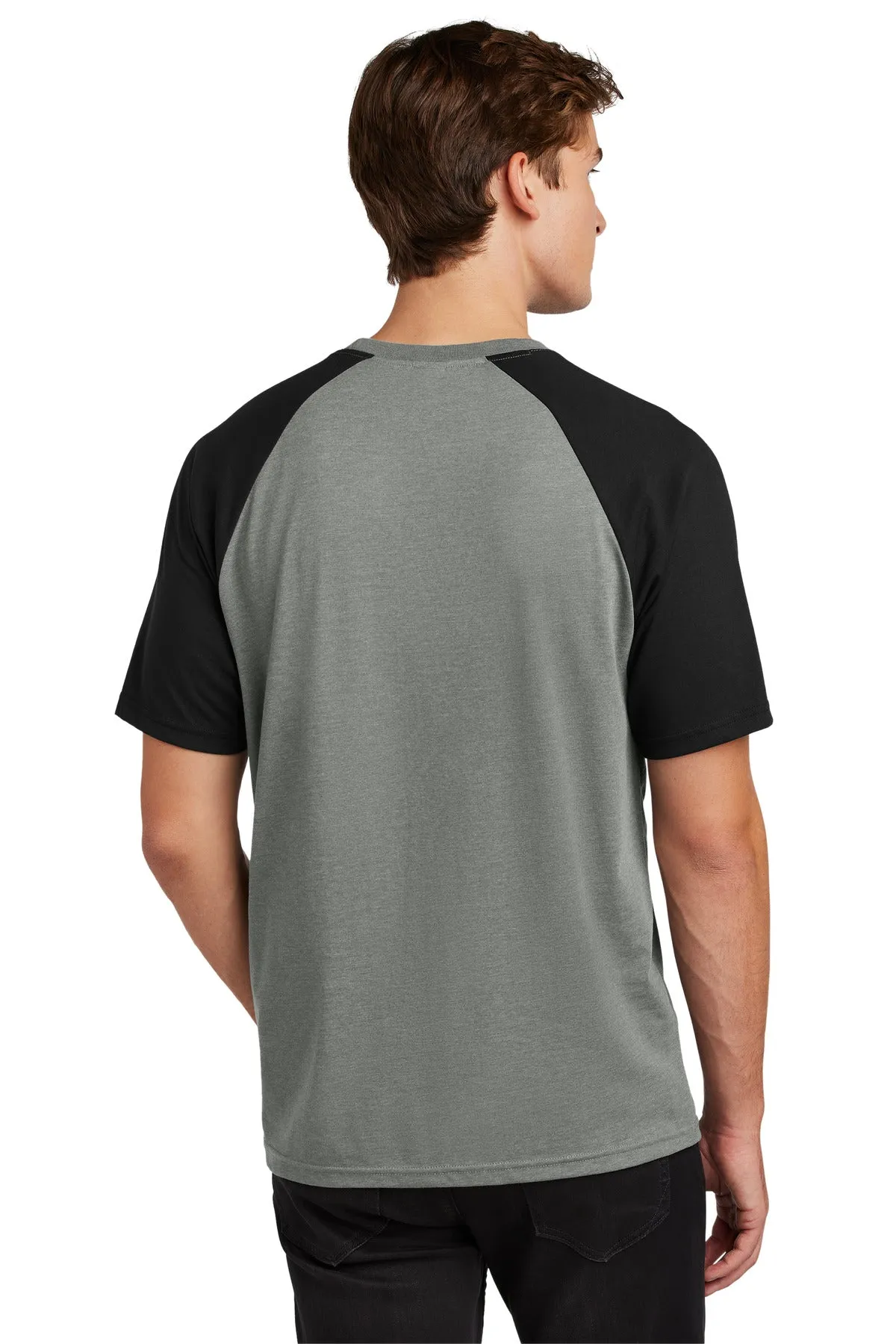 Sport-Tek Halftime Raglan Tee ST6040 Black/ Vintage Heather