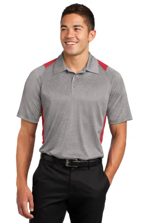 Sport-Tek Heather Colorblock Contender Polo. ST665 Vintage Heather/ True Red