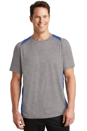 Sport-Tek Heather Colorblock Contender Tee. ST361 Vintage Heather/ True Royal
