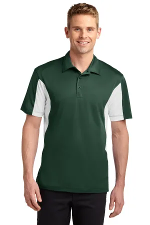 Sport-Tek Side Blocked Micropique Sport-Wick Polo. ST655 Forest Green/ White