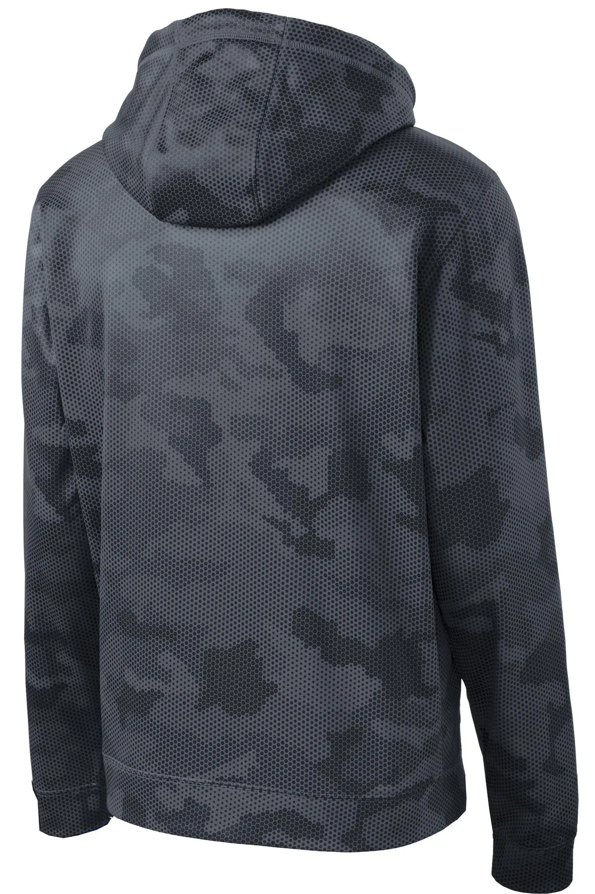 Sport-Tek Sport-Wick CamoHex Fleece Hooded Pullover. ST240 Dark Smoke Grey