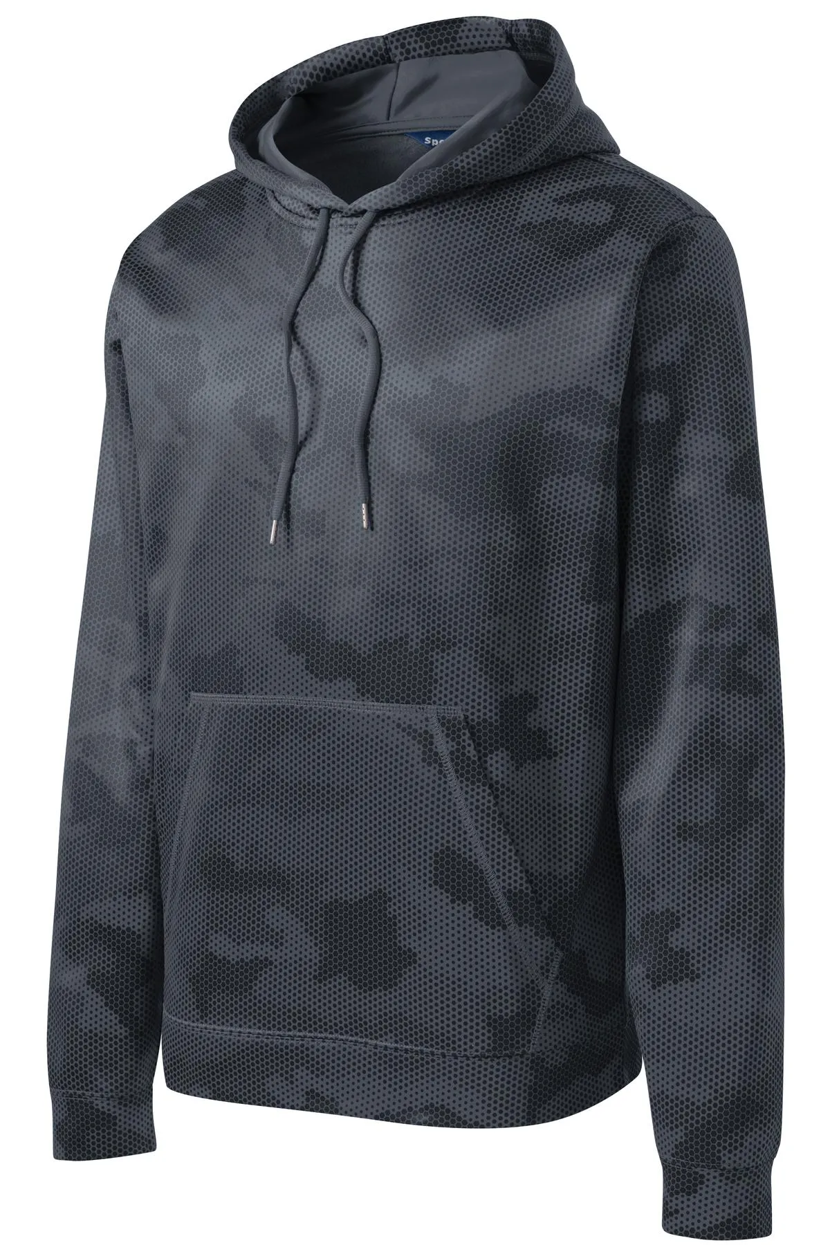 Sport-Tek Sport-Wick CamoHex Fleece Hooded Pullover. ST240 Dark Smoke Grey