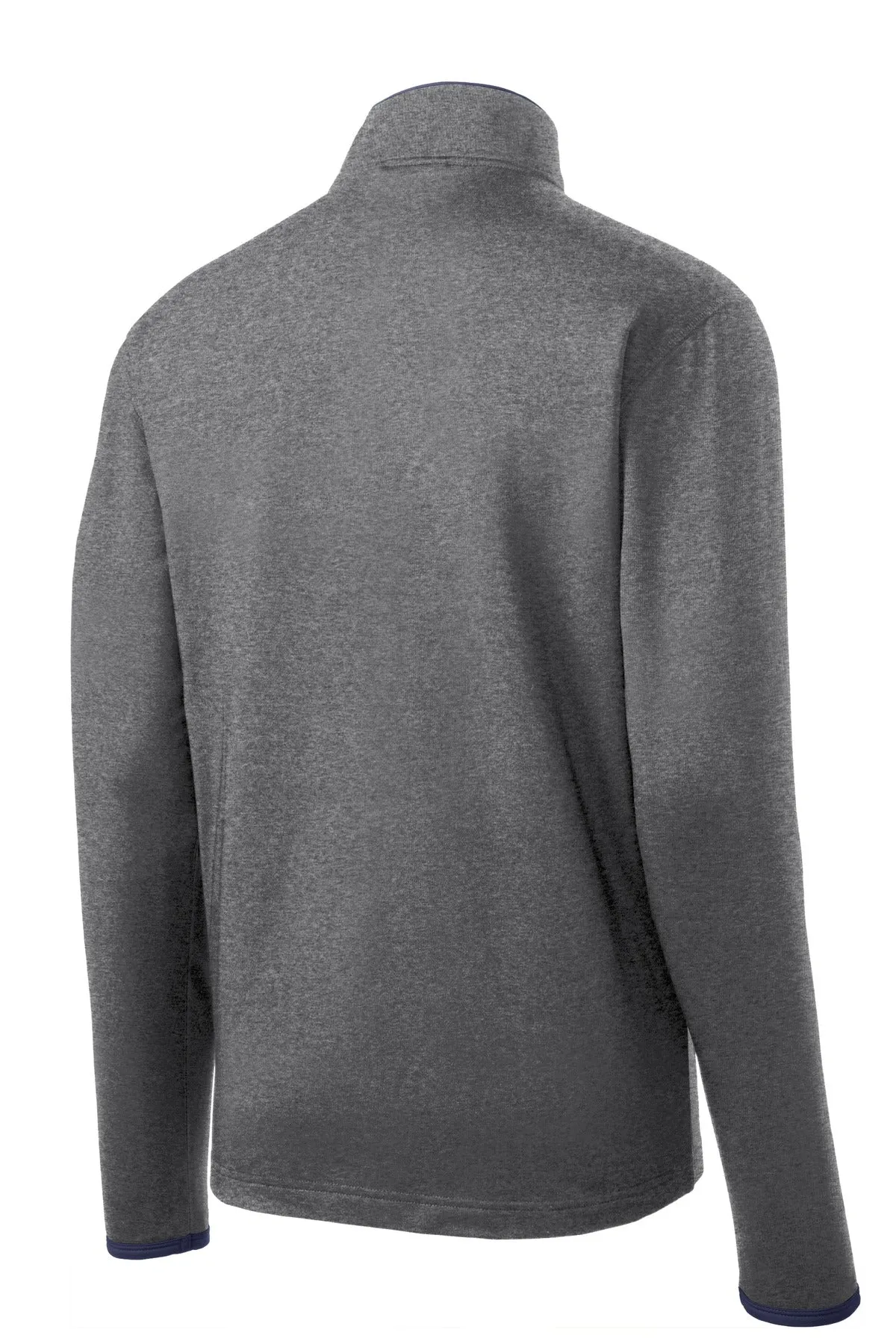 Sport-Tek Sport-Wick Stretch Contrast Full-Zip Jacket.  ST853 Charcoal Grey Heather/ True Navy