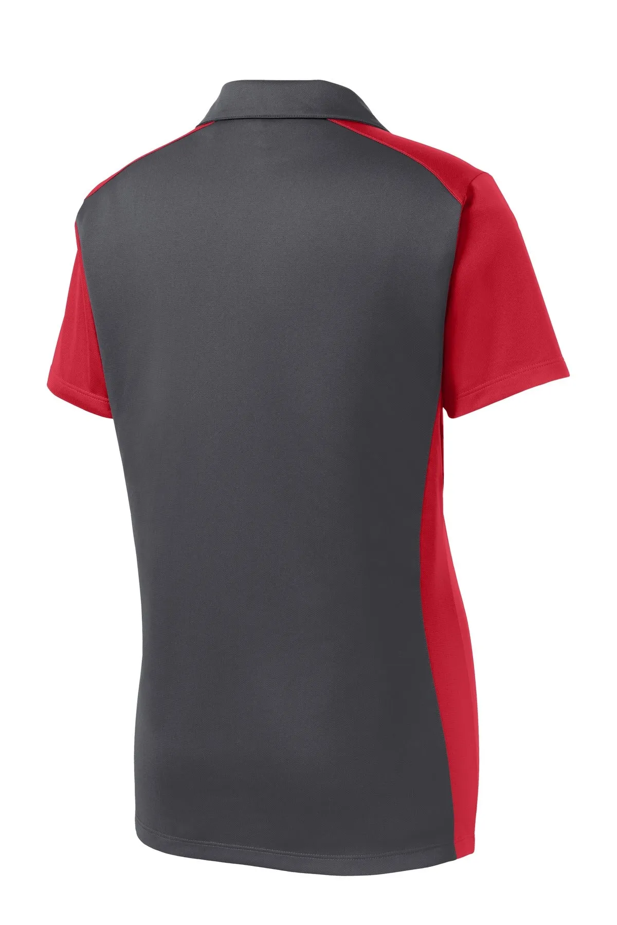Sport-Tek Women's Colorblock Micropique Sport-Wick Polo. LST652 Iron Grey/ True Red