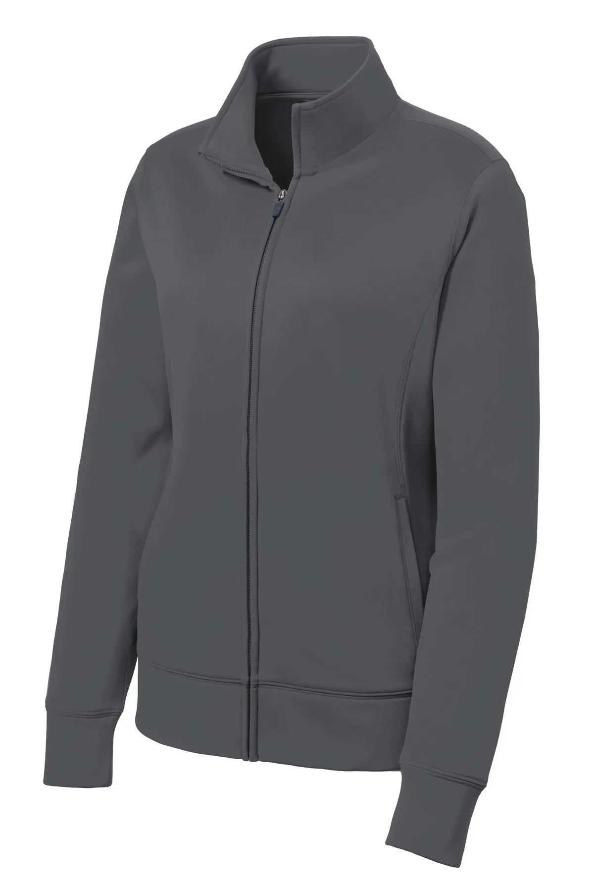 Sport-Tek Women's Sport-Wick Fleece Full-Zip Jacket.  LST241 Dark Smoke Grey