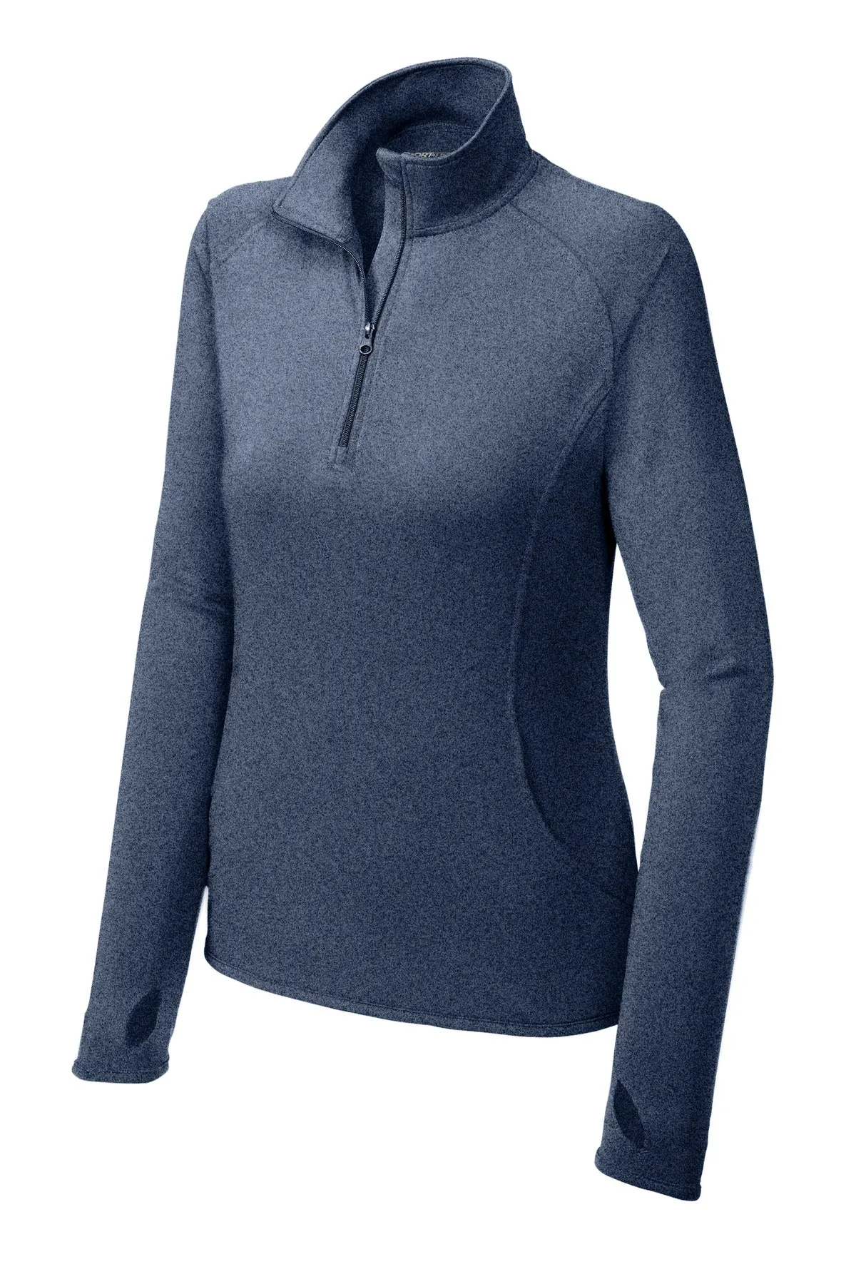 Sport-Tek Women's Sport-Wick Stretch 1/4-Zip Pullover. LST850 True Navy Heather