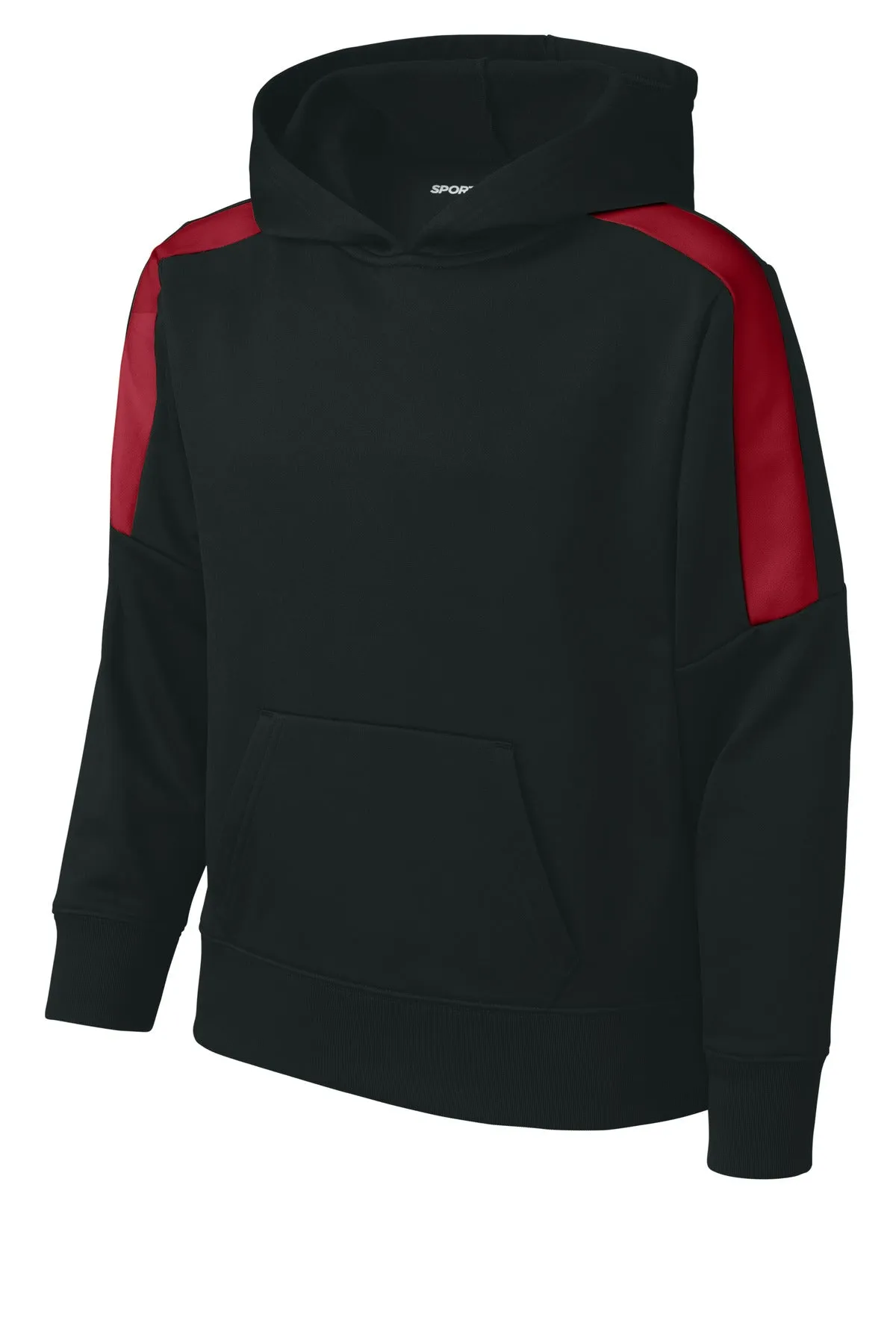 Sport-Tek Youth Sport-Wick Fleece United Pullover Hoodie YST255 Black/ Deep Red