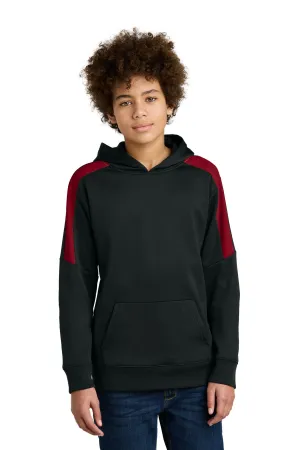 Sport-Tek Youth Sport-Wick Fleece United Pullover Hoodie YST255 Black/ Deep Red