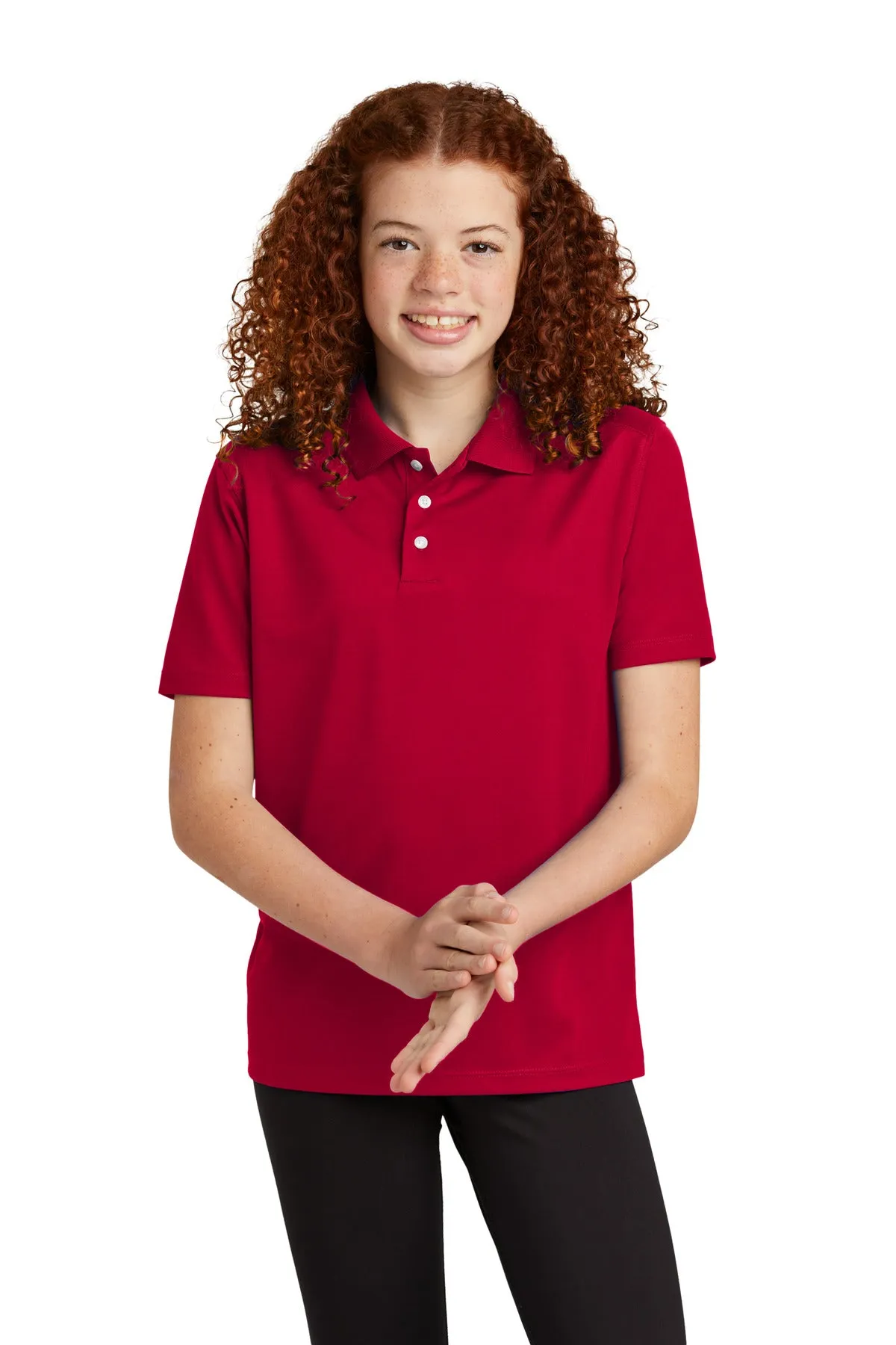Sport-Tek Youth UV Micropique Polo YST740 Deep Red