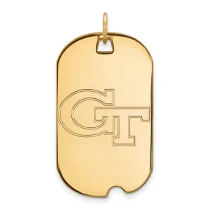 Sterling Silver Gold-plated Georgia Institute of Technology G-T Large Dog Tag Pendant