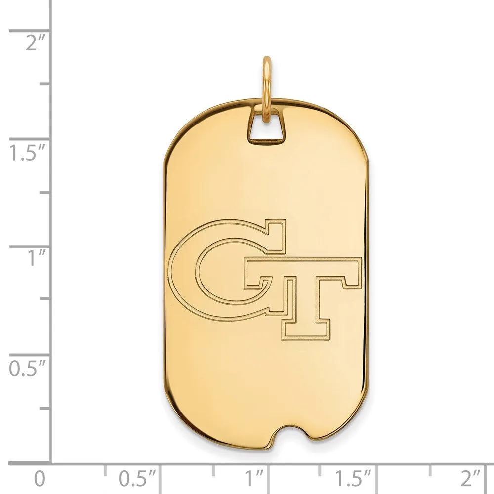 Sterling Silver Gold-plated Georgia Institute of Technology G-T Large Dog Tag Pendant