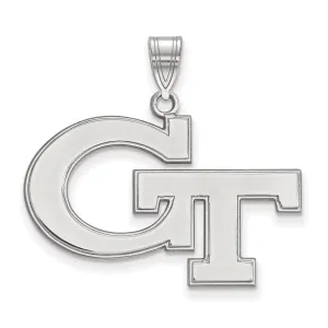 Sterling Silver Rhodium-plated Georgia Institute of Technology G-T Large Pendant