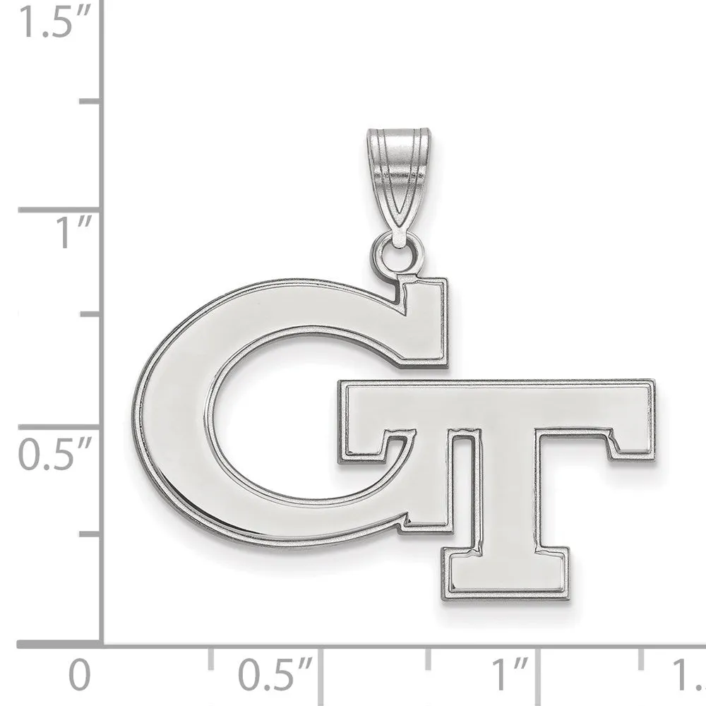 Sterling Silver Rhodium-plated Georgia Institute of Technology G-T Large Pendant