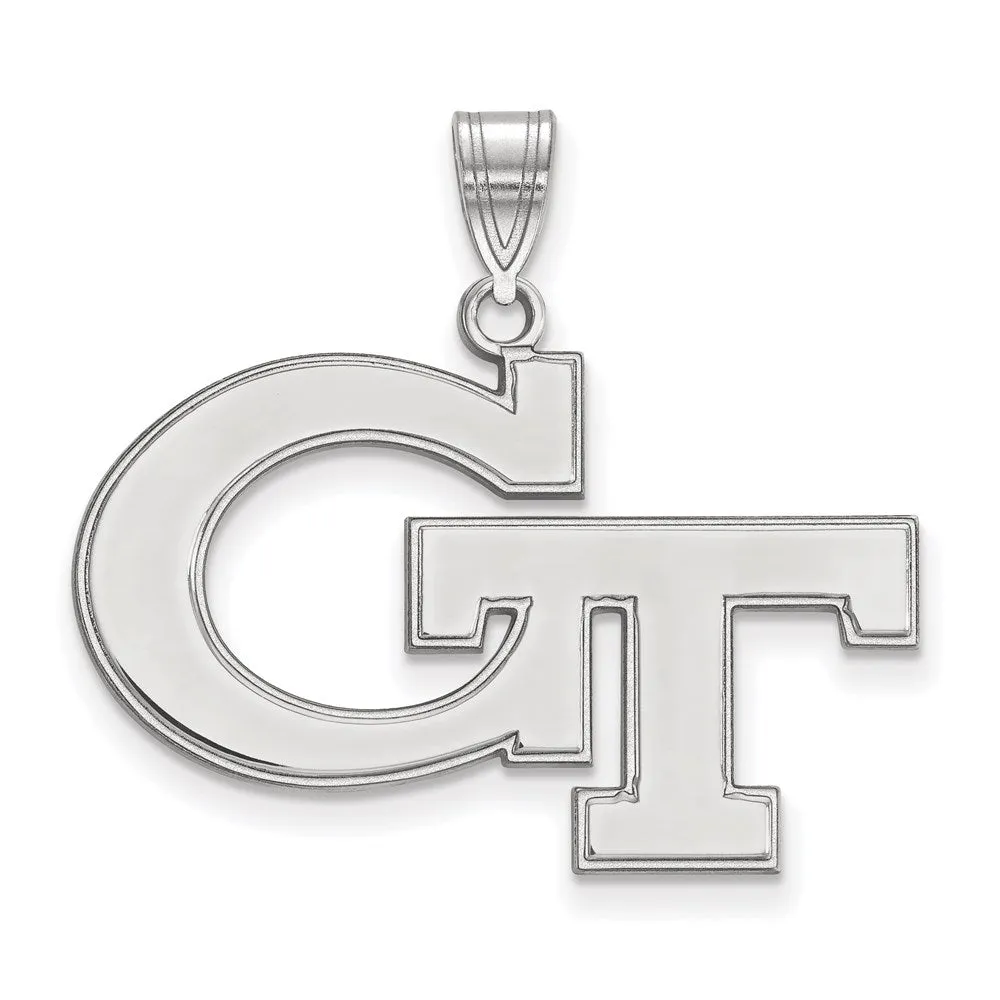 Sterling Silver Rhodium-plated Georgia Institute of Technology G-T Large Pendant