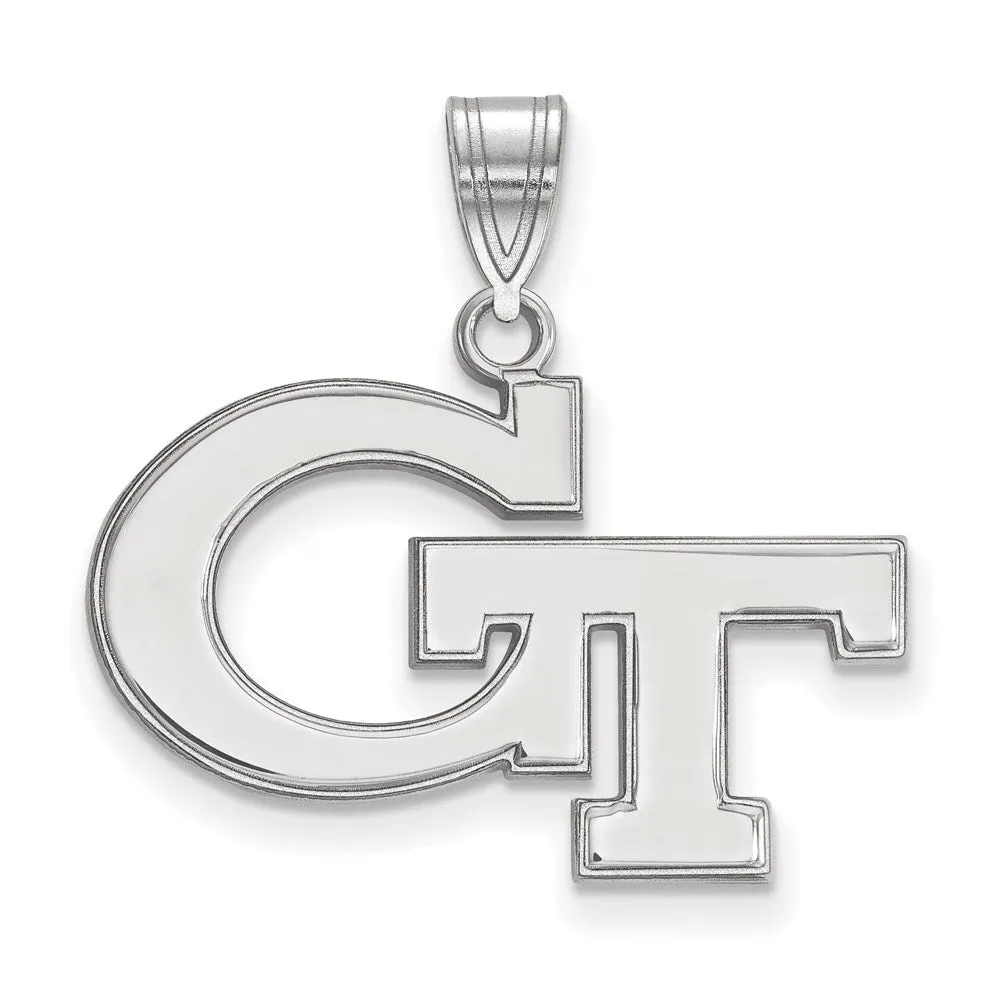 Sterling Silver Rhodium-plated Georgia Institute of Technology G-T Medium Pendant