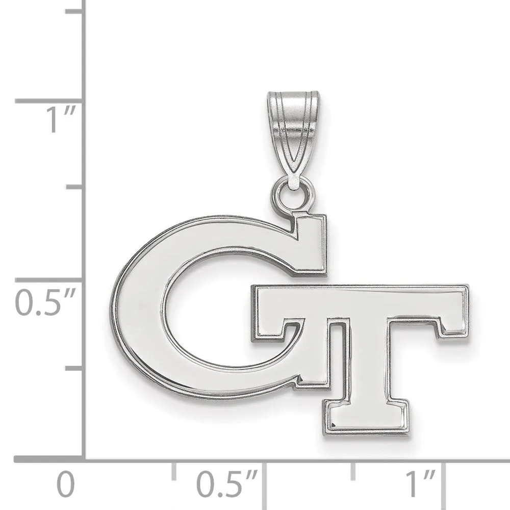 Sterling Silver Rhodium-plated Georgia Institute of Technology G-T Medium Pendant