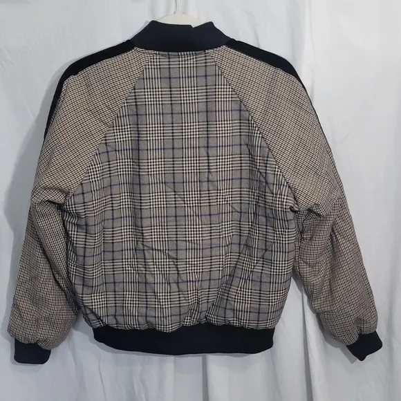 Steve Madden Women's akiri Brown Black Plaid Houndstooth Bomber Jacket Size S