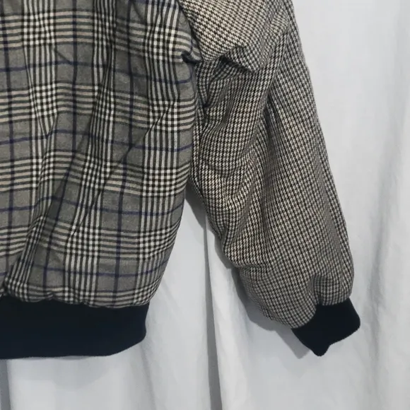 Steve Madden Women's akiri Brown Black Plaid Houndstooth Bomber Jacket Size S