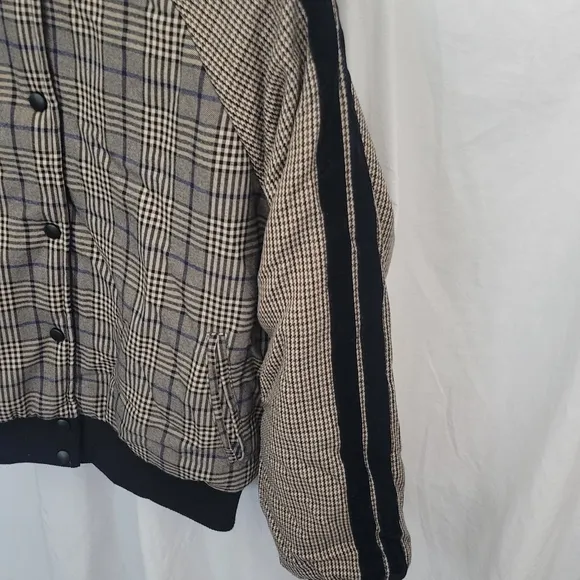 Steve Madden Women's akiri Brown Black Plaid Houndstooth Bomber Jacket Size S