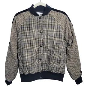 Steve Madden Women's akiri Brown Black Plaid Houndstooth Bomber Jacket Size S