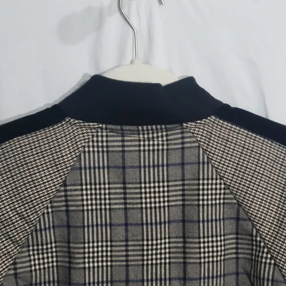 Steve Madden Women's akiri Brown Black Plaid Houndstooth Bomber Jacket Size S