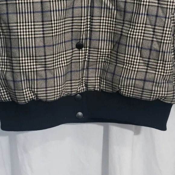 Steve Madden Women's akiri Brown Black Plaid Houndstooth Bomber Jacket Size S